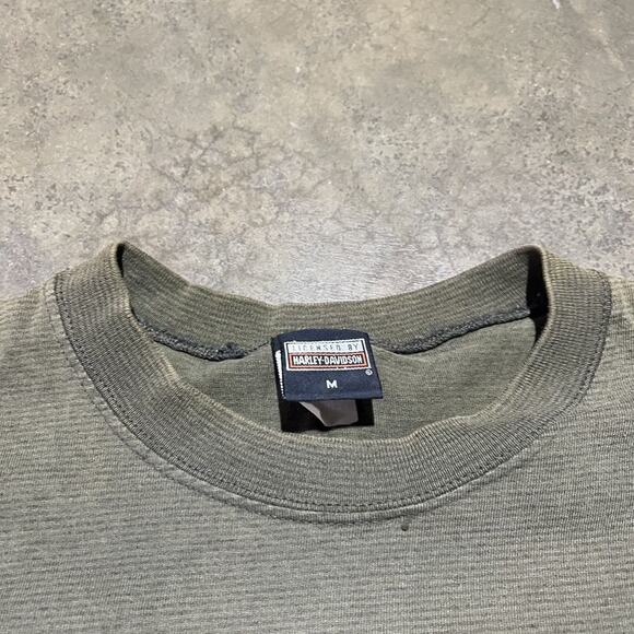 Vintage 90s Harley Davidson Green Motorcycle Grunge T-Shirt - Picture 4 of 4